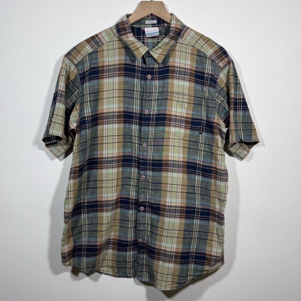 Columbia Mens Plaid Button Up Shirt Regular Fit Short Sleeve Size Large Gorpcore